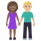 Woman and Man Holding Hands- Medium-Dark Skin Tone- Medium-Light Skin Tone emoji on Emojione